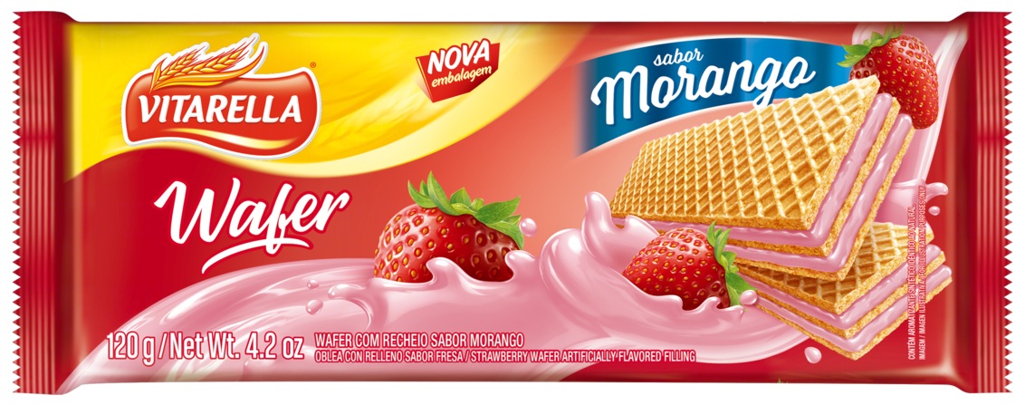 Wafer Vitarella Sabor Morango 120 gr