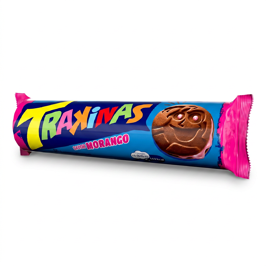 Biscoito Recheado Morango Trakinas Mondelez 126 gr