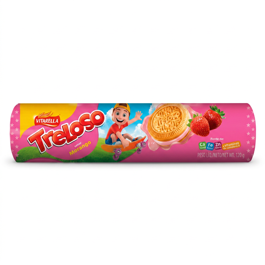 Biscoito Recheado Treloso Morango - Vitarella 120 gr