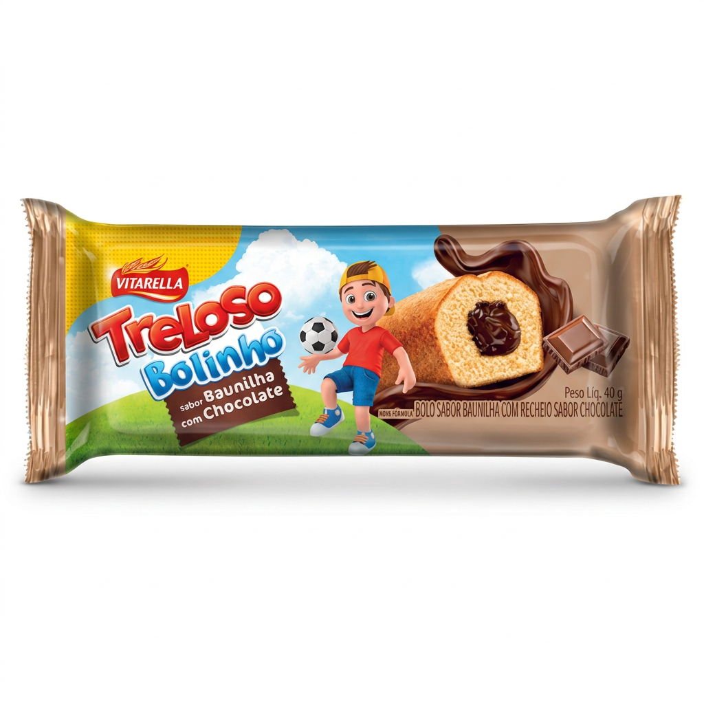 Bolinho Treloso Baunilha C/ Recheio de Chocolate - Vitarella Display C/ 12und x 40 gr