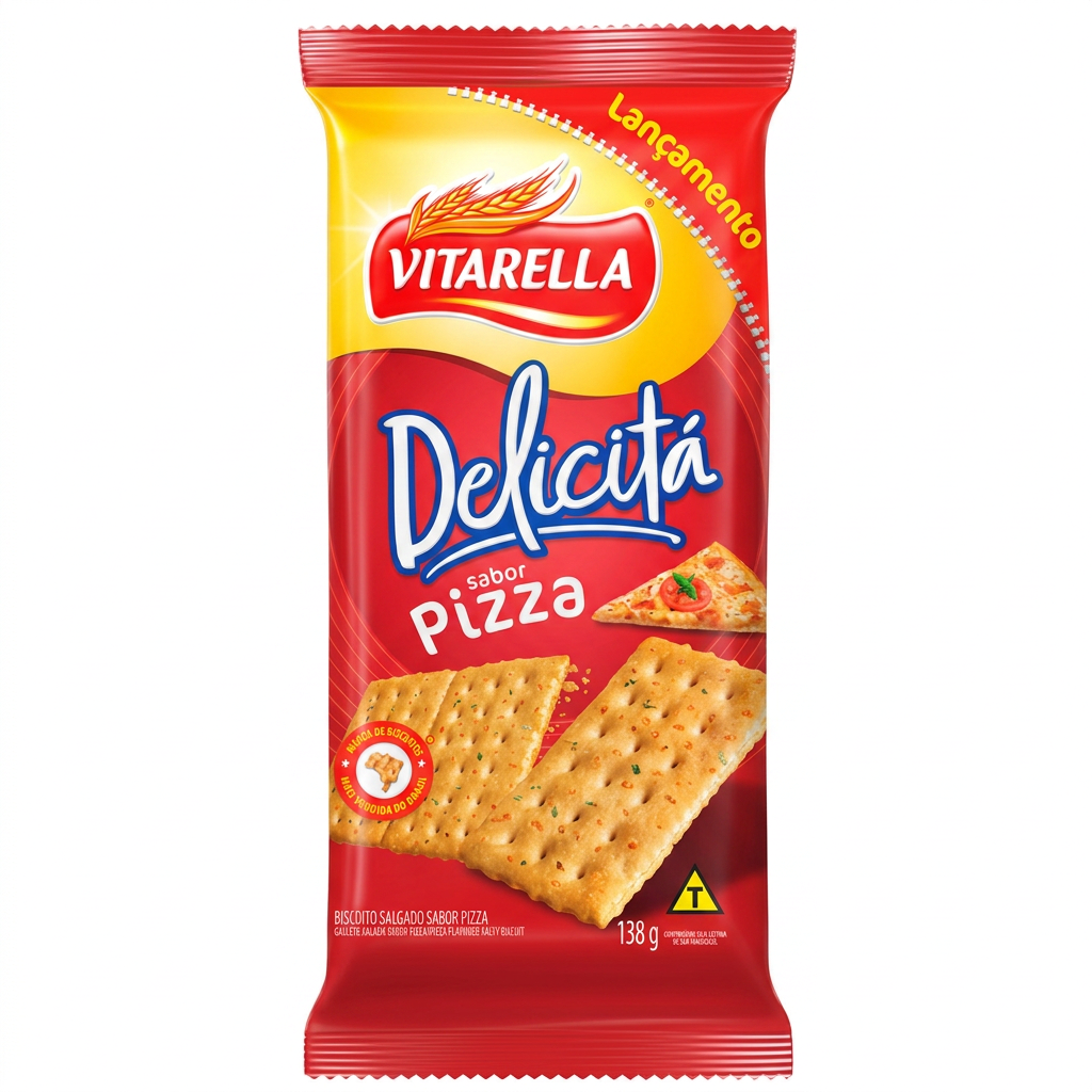 Biscoito Salgado Delicita Sabor Pizza Vitarella 138 gr